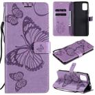 For Motorola Moto G9 Plus 3D Butterflies Embossing Pattern Horizontal Flip Leather Case with Holder & Card Slot & Wallet(Purple) - 1