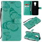 For Motorola Moto G9 Play 3D Butterflies Embossing Pattern Horizontal Flip Leather Case with Holder & Card Slot & Wallet(Green) - 1