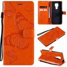 For Motorola Moto G9 Play 3D Butterflies Embossing Pattern Horizontal Flip Leather Case with Holder & Card Slot & Wallet(Orange) - 1