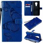 For Motorola Moto G9 Play 3D Butterflies Embossing Pattern Horizontal Flip Leather Case with Holder & Card Slot & Wallet(Blue) - 1