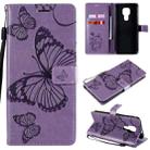 For Motorola Moto G9 Play 3D Butterflies Embossing Pattern Horizontal Flip Leather Case with Holder & Card Slot & Wallet(Purple) - 1