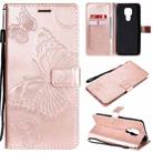 For Motorola Moto G9 Play 3D Butterflies Embossing Pattern Horizontal Flip Leather Case with Holder & Card Slot & Wallet(Rose Gold) - 1