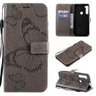 For Motorola Moto One Fusion Plus 3D Butterflies Embossing Pattern Horizontal Flip Leather Case with Holder & Card Slot & Wallet(Gray) - 1