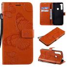 For Motorola Moto One Fusion Plus 3D Butterflies Embossing Pattern Horizontal Flip Leather Case with Holder & Card Slot & Wallet(Orange) - 1