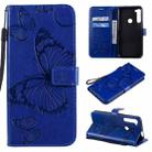 For Motorola Moto One Fusion Plus 3D Butterflies Embossing Pattern Horizontal Flip Leather Case with Holder & Card Slot & Wallet(Blue) - 1