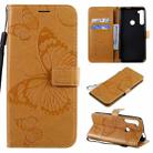 For Motorola Moto One Fusion Plus 3D Butterflies Embossing Pattern Horizontal Flip Leather Case with Holder & Card Slot & Wallet(Yellow) - 1