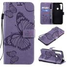 For Motorola Moto One Fusion Plus 3D Butterflies Embossing Pattern Horizontal Flip Leather Case with Holder & Card Slot & Wallet(Purple) - 1