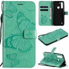 For Motorola Moto One Fusion 3D Butterflies Embossing Pattern Horizontal Flip Leather Case with Holder & Card Slot & Wallet(Green) - 1