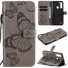 For Motorola Moto One Fusion 3D Butterflies Embossing Pattern Horizontal Flip Leather Case with Holder & Card Slot & Wallet(Gray) - 1