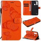 For Motorola Moto One Fusion 3D Butterflies Embossing Pattern Horizontal Flip Leather Case with Holder & Card Slot & Wallet(Orange) - 1