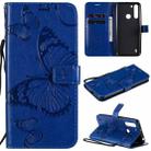 For Motorola Moto One Fusion 3D Butterflies Embossing Pattern Horizontal Flip Leather Case with Holder & Card Slot & Wallet(Blue) - 1