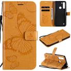 For Motorola Moto One Fusion 3D Butterflies Embossing Pattern Horizontal Flip Leather Case with Holder & Card Slot & Wallet(Yellow) - 1