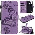 For Motorola Moto One Fusion 3D Butterflies Embossing Pattern Horizontal Flip Leather Case with Holder & Card Slot & Wallet(Purple) - 1