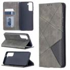 For Samsung Galaxy S21 5G Rhombus Texture Horizontal Flip Magnetic Leather Case with Holder & Card Slots(Grey) - 1