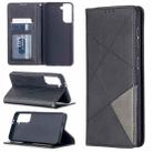 For Samsung Galaxy S21 5G Rhombus Texture Horizontal Flip Magnetic Leather Case with Holder & Card Slots(Black) - 1