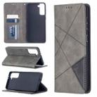 For Samsung Galaxy S21+ 5G Rhombus Texture Horizontal Flip Magnetic Leather Case with Holder & Card Slots(Grey) - 1