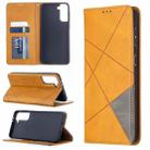 For Samsung Galaxy S21+ 5G Rhombus Texture Horizontal Flip Magnetic Leather Case with Holder & Card Slots(Yellow) - 1