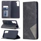 For Samsung Galaxy S21+ 5G Rhombus Texture Horizontal Flip Magnetic Leather Case with Holder & Card Slots(Black) - 1