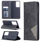 For Samsung Galaxy S21 Ultra 5G Rhombus Texture Horizontal Flip Magnetic Leather Case with Holder & Card Slots(Black) - 1