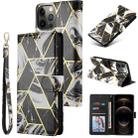 For iPhone 12 mini Marble Bronzing Stitching Horizontal Flip PU Leather Case with Holder & Card Slots & Wallet & Photo Frame (Black) - 1