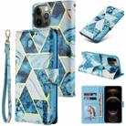 For iPhone 12 mini Marble Bronzing Stitching Horizontal Flip PU Leather Case with Holder & Card Slots & Wallet & Photo Frame (Blue) - 1