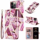 For iPhone 12 mini Marble Bronzing Stitching Horizontal Flip PU Leather Case with Holder & Card Slots & Wallet & Photo Frame (Purple) - 1