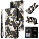 For iPhone 12 Pro Max Marble Bronzing Stitching Horizontal Flip PU Leather Case with Holder & Card Slots & Wallet & Photo Frame(Black) - 1