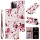 For iPhone 12 Pro Max Marble Bronzing Stitching Horizontal Flip PU Leather Case with Holder & Card Slots & Wallet & Photo Frame(Rose Gold) - 1