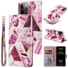 For iPhone 12 Pro Max Marble Bronzing Stitching Horizontal Flip PU Leather Case with Holder & Card Slots & Wallet & Photo Frame(Purple) - 1