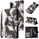 For iPhone XR Marble Bronzing Stitching Horizontal Flip PU Leather Case with Holder & Card Slots & Wallet & Photo Frame(Black) - 1