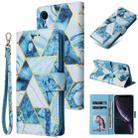 For iPhone X / XS Marble Bronzing Stitching Horizontal Flip PU Leather Case with Holder & Card Slots & Wallet & Photo Frame(Blue) - 1