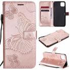 For OPPO Realme C11 3D Butterflies Embossing Pattern Horizontal Flip Leather Case with Holder & Card Slot & Wallet & Lanyard(Rose Gold) - 1