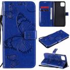 For OPPO Realme C11 3D Butterflies Embossing Pattern Horizontal Flip Leather Case with Holder & Card Slot & Wallet & Lanyard(Blue) - 1