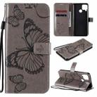 For OPPO Realme C15 3D Butterflies Embossing Pattern Horizontal Flip Leather Case with Holder & Card Slot & Wallet & Lanyard(Grey) - 1