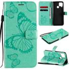 For OPPO Realme C15 3D Butterflies Embossing Pattern Horizontal Flip Leather Case with Holder & Card Slot & Wallet & Lanyard(Green) - 1