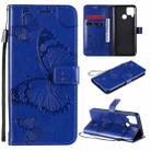 For OPPO Realme C12 3D Butterflies Embossing Pattern Horizontal Flip Leather Case with Holder & Card Slot & Wallet & Lanyard(Blue) - 1