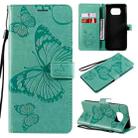 For Xiaomi Poco X3 NFC 3D Butterflies Embossing Pattern Horizontal Flip Leather Case with Holder & Card Slot & Wallet(Green) - 1