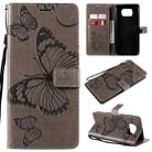 For Xiaomi Poco X3 NFC 3D Butterflies Embossing Pattern Horizontal Flip Leather Case with Holder & Card Slot & Wallet(Grey) - 1