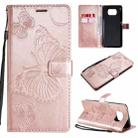 For Xiaomi Poco X3 NFC 3D Butterflies Embossing Pattern Horizontal Flip Leather Case with Holder & Card Slot & Wallet(Rose Gold) - 1