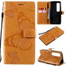 For Xiaomi Mi 10 Ultra 3D Butterflies Embossing Pattern Horizontal Flip Leather Case with Holder & Card Slot & Wallet(Yellow) - 1