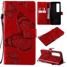 For Xiaomi Mi 10 Ultra 3D Butterflies Embossing Pattern Horizontal Flip Leather Case with Holder & Card Slot & Wallet(Red) - 1