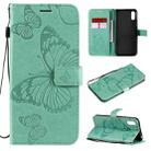 For Xiaomi Redmi 9A 3D Butterflies Embossing Pattern Horizontal Flip Leather Case with Holder & Card Slot & Wallet(Green) - 1