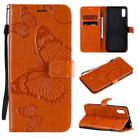 For Xiaomi Redmi 9A 3D Butterflies Embossing Pattern Horizontal Flip Leather Case with Holder & Card Slot & Wallet(Orange) - 1