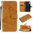 For Xiaomi Redmi 9A 3D Butterflies Embossing Pattern Horizontal Flip Leather Case with Holder & Card Slot & Wallet(Yellow) - 1