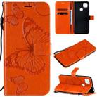 For Xiaomi Redmi 9C 3D Butterflies Embossing Pattern Horizontal Flip Leather Case with Holder & Card Slot & Wallet(Orange) - 1