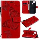 For Xiaomi Redmi 9C 3D Butterflies Embossing Pattern Horizontal Flip Leather Case with Holder & Card Slot & Wallet(Red) - 1