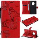 For Huawei Enjoy 20 Plus 5G 3D Butterflies Embossing Pattern Horizontal Flip Leather Case with Holder & Card Slot & Wallet(Red) - 1