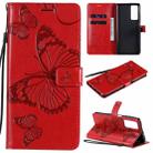 For Huawei Honor Play4 / Maimang 9 3D Butterflies Embossing Pattern Horizontal Flip Leather Case with Holder & Card Slot & Wallet(Red) - 1