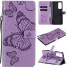For Huawei Honor Play4 / Maimang 9 3D Butterflies Embossing Pattern Horizontal Flip Leather Case with Holder & Card Slot & Wallet(Purple) - 1