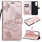 For Huawei Honor Play4 / Maimang 9 3D Butterflies Embossing Pattern Horizontal Flip Leather Case with Holder & Card Slot & Wallet(Rose Gold) - 1